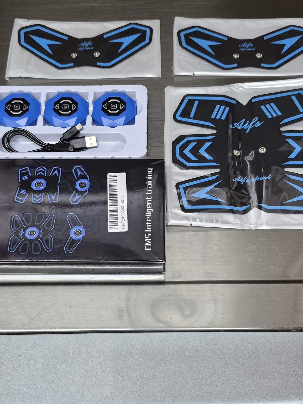Electric Muscle Stimulator Pads - Black & Blue EMS Kit - NIB - Picture 5 of 6